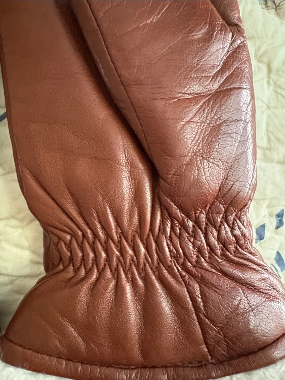New Listing Hestra Chestnut Brown Leather Mittens with wool lining.